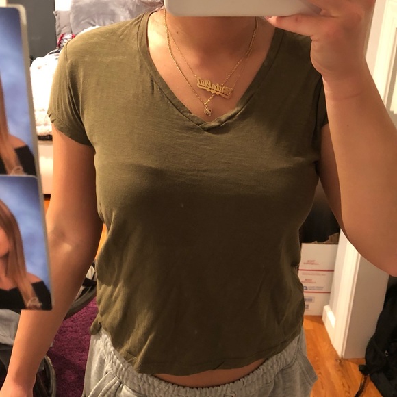 ZARA green short sleeve v neck - Picture 4 of 4